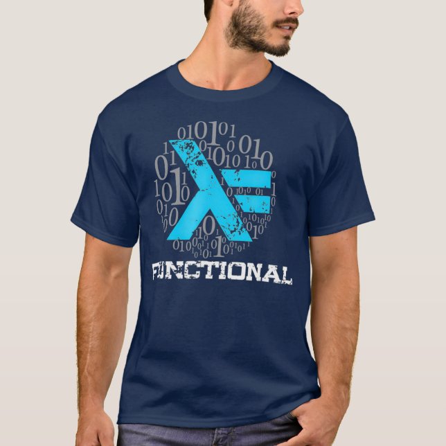 Functional Haskell Coding White and Blue  Merch T-Shirt (Front)