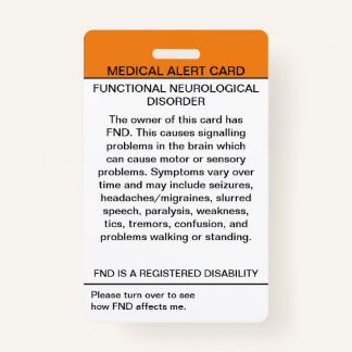 Functional Neurological Disorder Medical Badge ID Badge