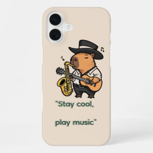 Funda para teléfono con diseño de carpincho musica iPhone 16 plus case