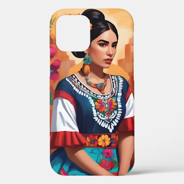 Fundas for iPhone 12 motif mexican woman Case-Mate iPhone Case (Back)