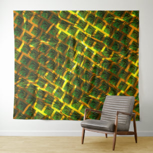 Fundo com imagem verde sob grade dourada? Largos. Tapestry