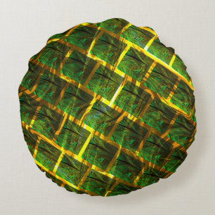 Fundo com imagem verde sob grade dourada? round cushion