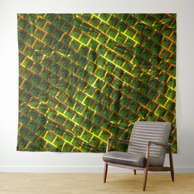 Fundo com imagem verde sob grade dourada? tapestry (In Situ (Horizontal))