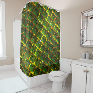 Fundo de imagens verdes sob grade dourada? shower curtain