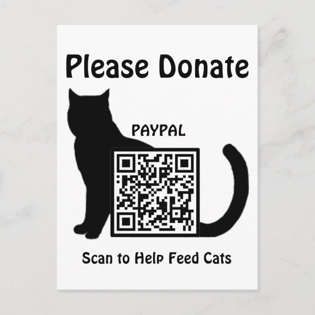 Fundraiser Animal Shelter QR Code Donations Postcard (Front)