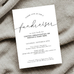 Fundraiser Minimalist Script Black & White Charity Invitation