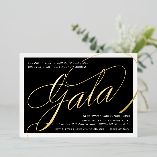 FUNDRAISING GALA elegant calligraphy black gold (Standing Front)