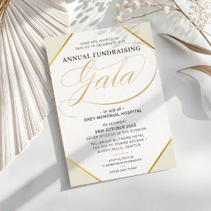 FUNDRAISING GALA elegant modern event ivory gold Invitation