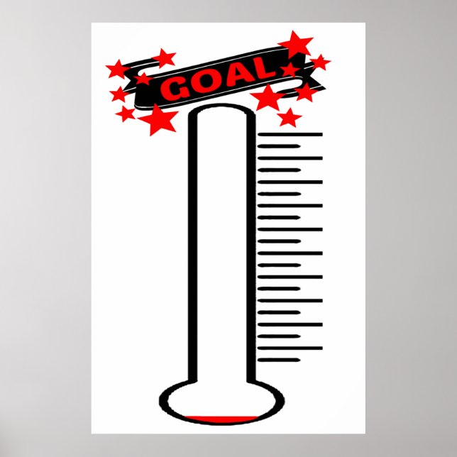 Fundraising Goal Thermometer BLANK Goal Poster (Front)