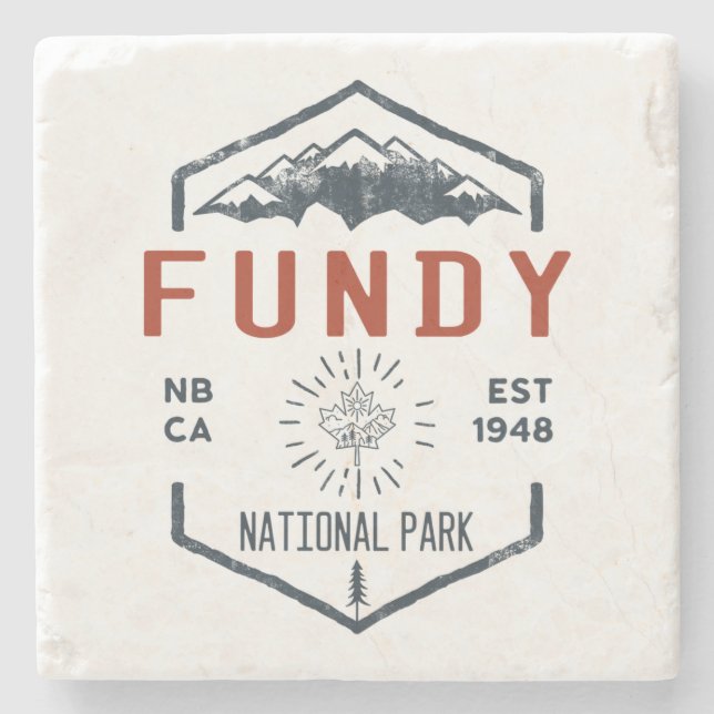 Fundy National Park Canada Vintage Distressed Stone Coaster (Front)