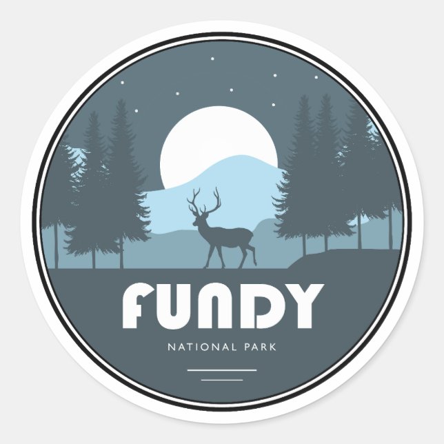 Fundy National Park Deer Classic Round Sticker (Front)