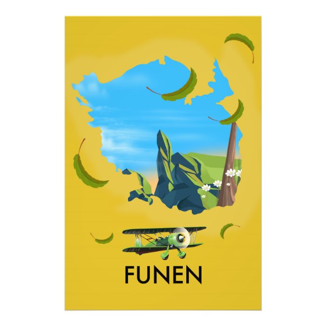 Funen , Denmark map travel poster (Front)