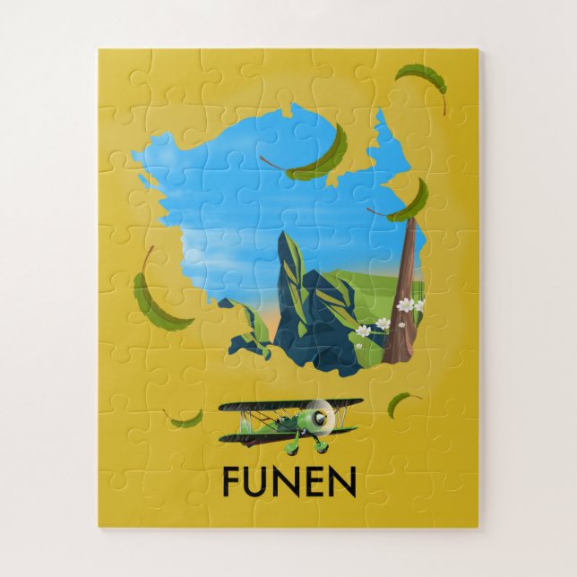 Funen , Denmark map travel poster Jigsaw Puzzle (Vertical)