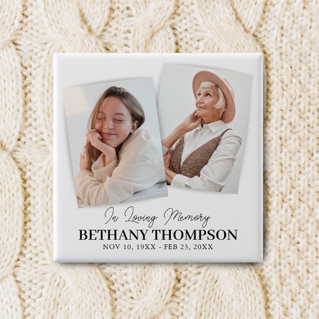 Funeral 2 Photo Memorial Tribute 15 Cm Square Badge (Creator Uploaded)