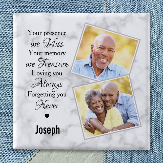 Funeral 2 Photo Memorials Keepsake Remembrance  15 Cm Square Badge (Creator Uploaded)