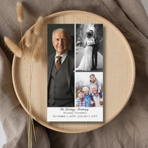 Funeral 3 Photo Sympathy Memorial Prayer Business Card