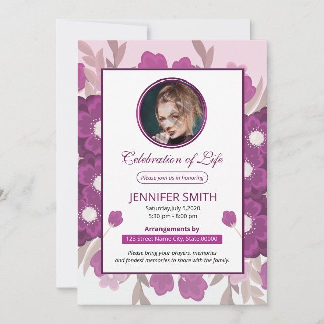 Funeral Announcement and Invitation (Front)