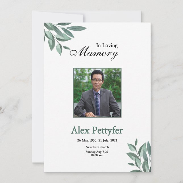Funeral Announcement and Invitation Card (Front)