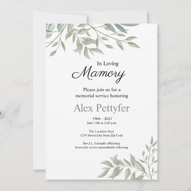 Funeral Announcement Card (Front)