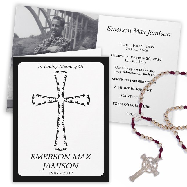 funeral announcement : elegant cross (Creator Uploaded)