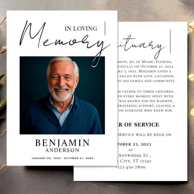 Funeral Announcement Photo In Loving Memory  (Funeral Announcement Photo In Loving Mamory)