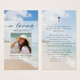 Funeral Beach In Loving Memory Photo Prayer Card