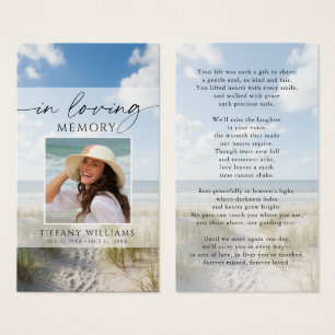 Funeral Beach In Loving Memory Photo Prayer Card