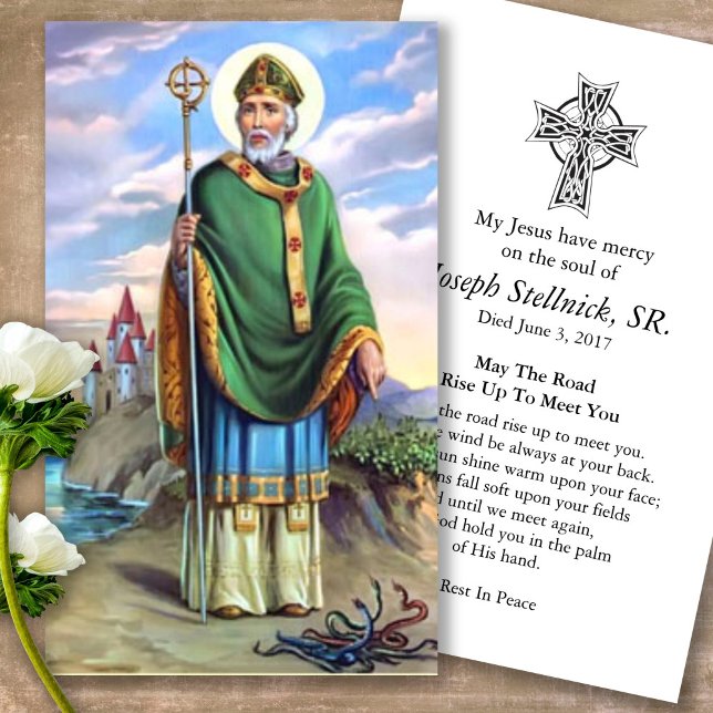 Funeral Beloved St Patrick Prayer Sympathy Cards (catholic, religious, celebration of life, in loving memory of, prayer cards for bereavement)