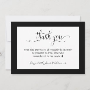 Funeral Bereavement Black Boarder Thank You Card