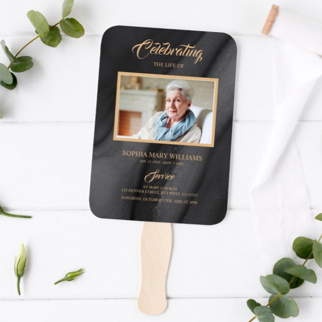 Funeral Black & Gold Calligraphy Set of Fans (Creator Uploaded)