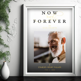 Funeral Black Gradient Photo Whimsical Script Foil Prints