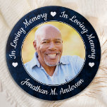 Funeral Blue Marble Loving Memory Photo Memorial 7.5 Cm Round Badge<br><div class="desc">Honour your loved one with a custom photo memorial funeral button. This unique memorial keepsake funeral button is the perfect gift for yourself, family or friends to pay tribute to your loved one. We hope your memorial button will bring you peace, joy and happy memories. Quote "In Loving Memory". Customise...</div>
