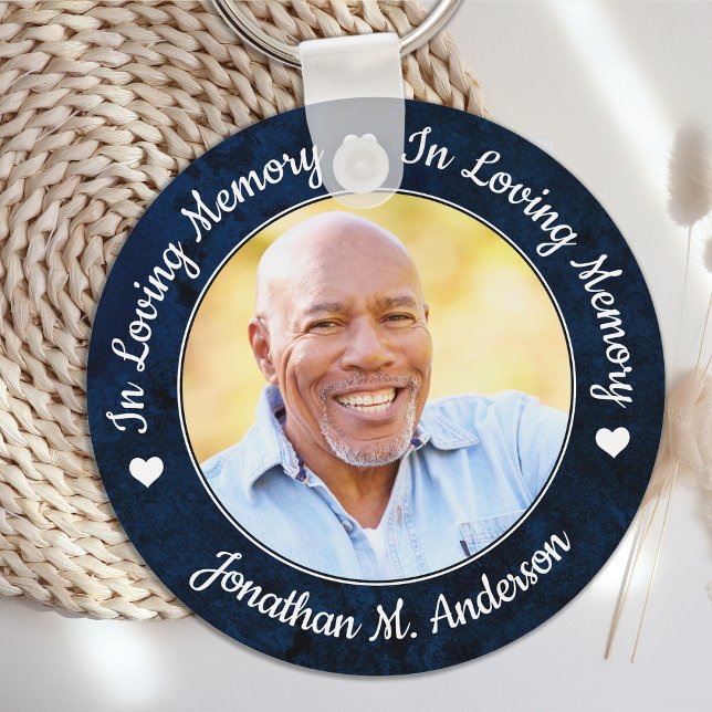 Funeral Blue Marble Loving Memory Photo Memorial Key Ring (Creator Uploaded)