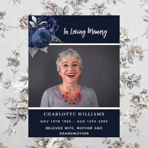 Funeral blue photo floral memorial welcome poster