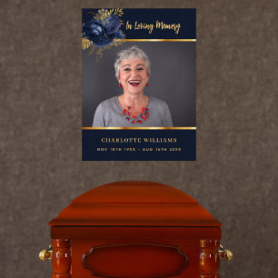 Funeral blue photo floral memorial welcome poster