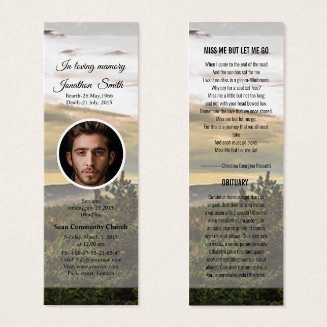 Funeral Bookmark Template (Front & Back)