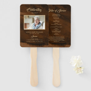 Funeral Bronze & Gold Calligraphy Set of Fans