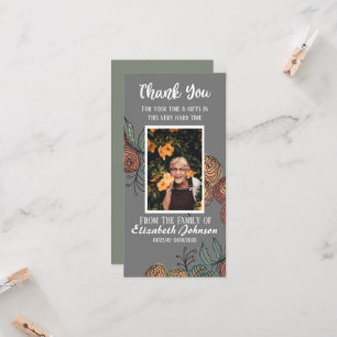 Funeral Card Thank You Greenery Floral Ink
