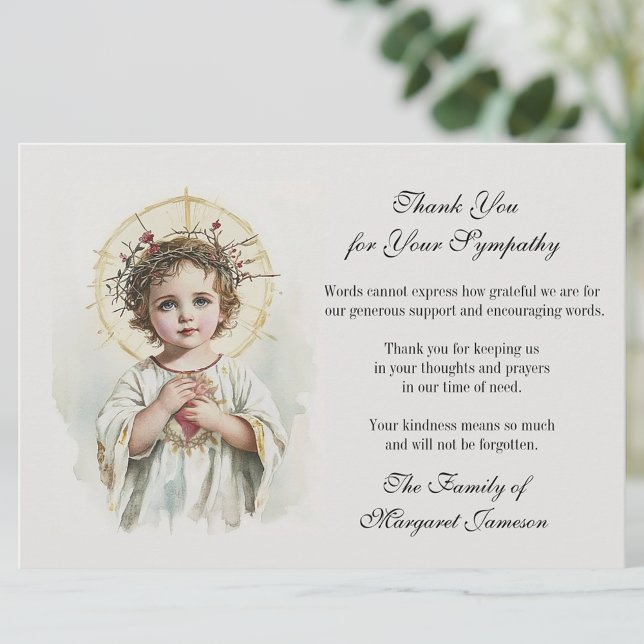 Funeral Catholic Memorial Jesus  Condolence Thank You Card (Creator Uploaded)