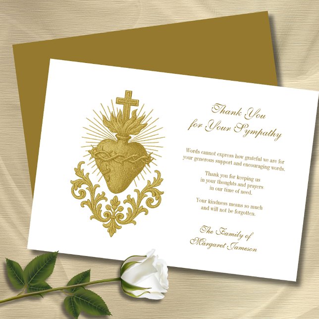 Funeral Catholic Memorial Jesus  Condolence Thank You Card (Creator Uploaded)