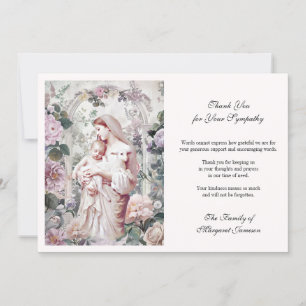 Funeral Catholic Memorial Mary and Jesus Floral Thank You Card