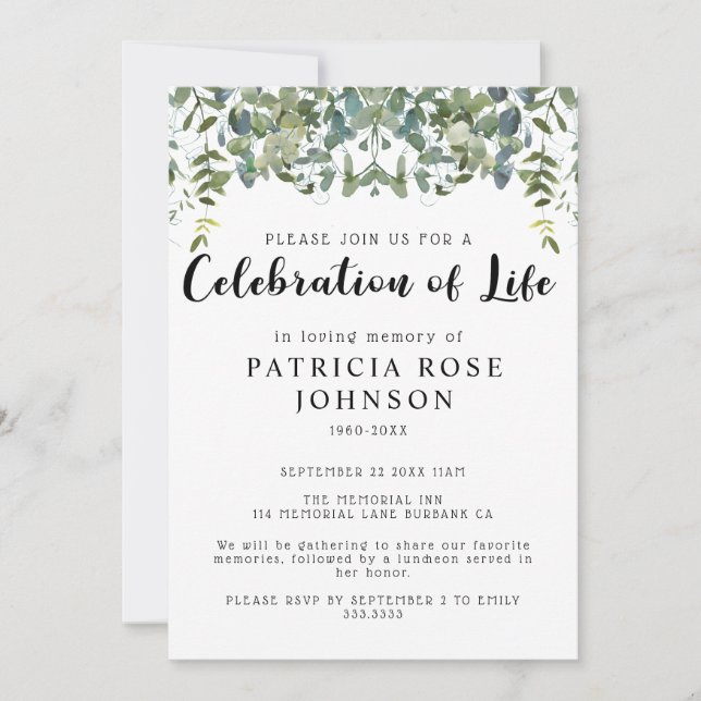 Funeral Celebration of Life Announcement (Front)