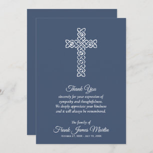 Funeral Celebration of Life Blue Thank You