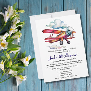 Funeral Celebration of Life Memorial Aeroplane Invitation