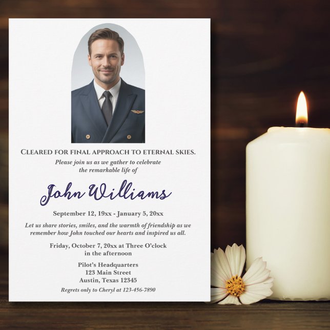 Funeral Celebration of Life Memorial Photo,Simple Invitation (Creator Uploaded)