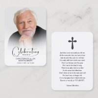 Funeral Celebration of Life Photo Prayer Card