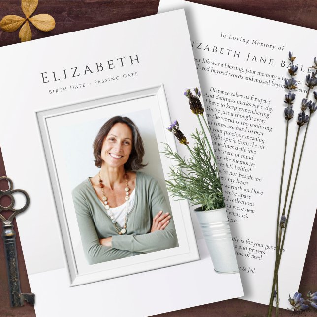 Funeral Celebration of Life Photo Thank You Card (In Loving Memory, Celebration of Life, Forever In Our Hearts, Bereavement Funeral Thank You Cards)