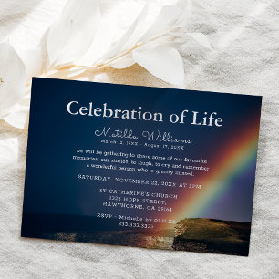 Funeral Celebration of Life   Rainbow Memorial Invitation