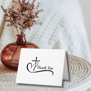 Funeral Cross Heart Sympathy Gratitude Thank You Card