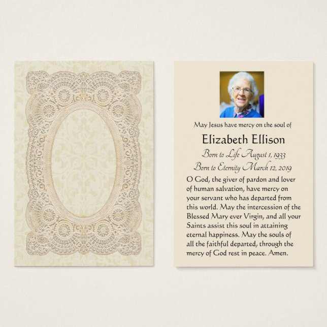 Funeral Cross Religious  Memorial Holy Card - (Front & Back)
